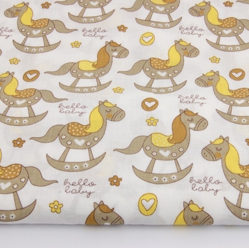 Baumwolle Schaukelpferde Beige Weiß
